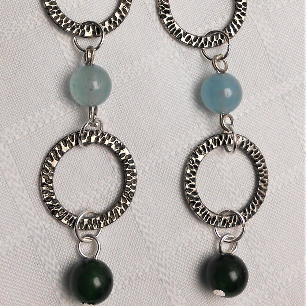 No 64 Handmade earrings with polished stones and antique